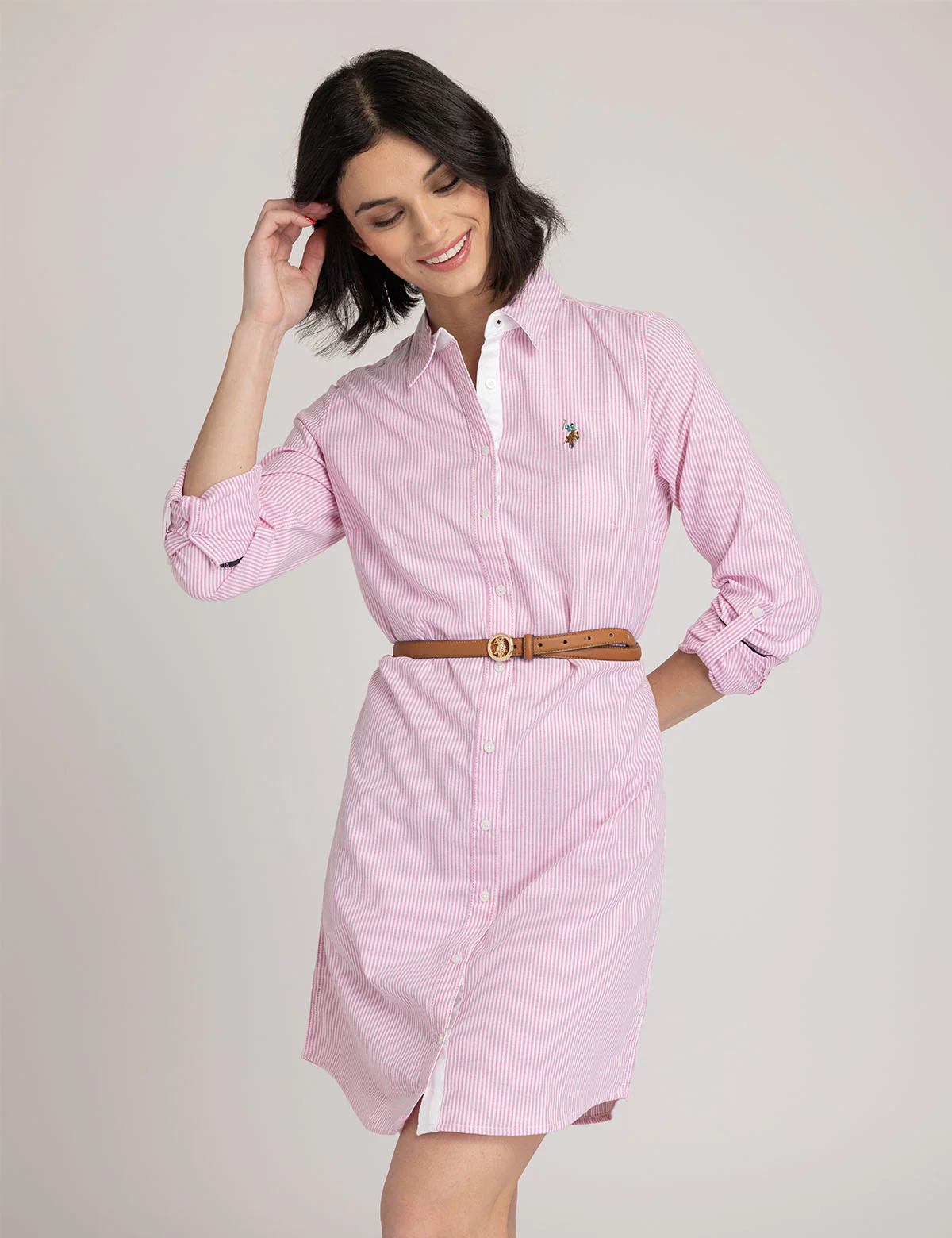 STRIPED MULTI-COLORED LOGO OXFORD DRESS - Image 6