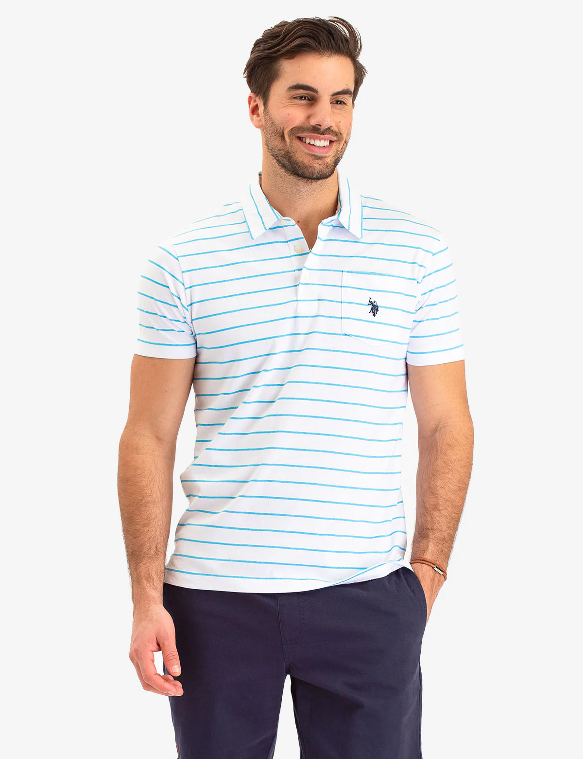 STRIPED POCKET POLO SHIRT