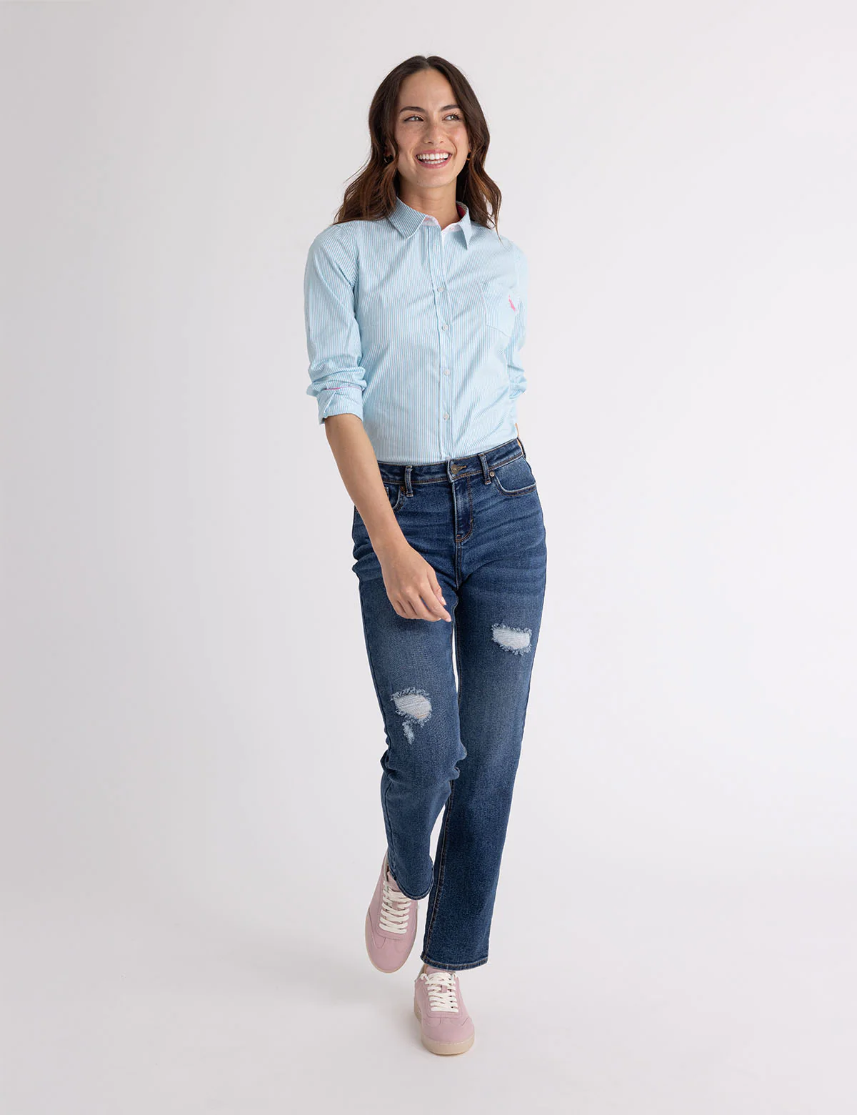 STRIPED POPLIN LONG SLEEVE SHIRT - Image 6