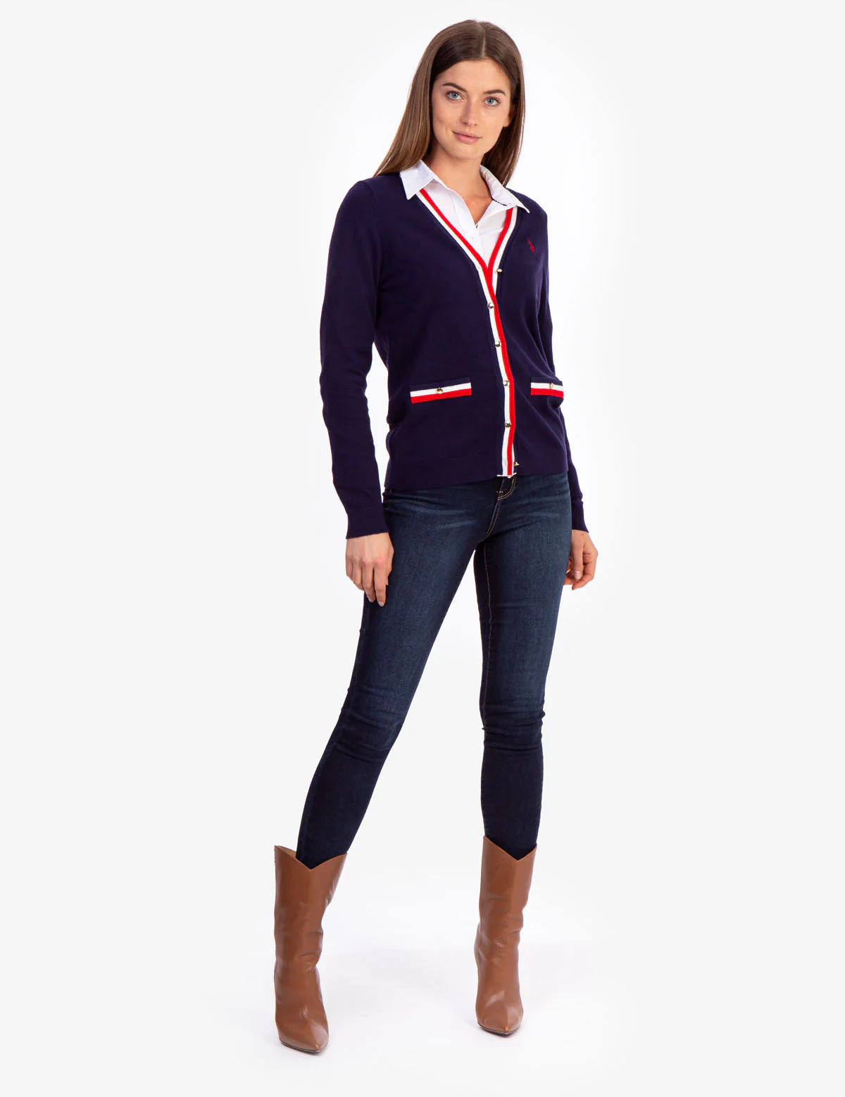 STRIPED RIB KNIT CARDIGAN
