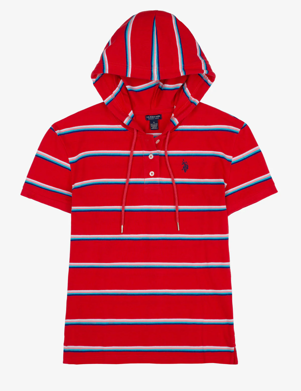 STRIPED SHORT SLEEVE HOODIE