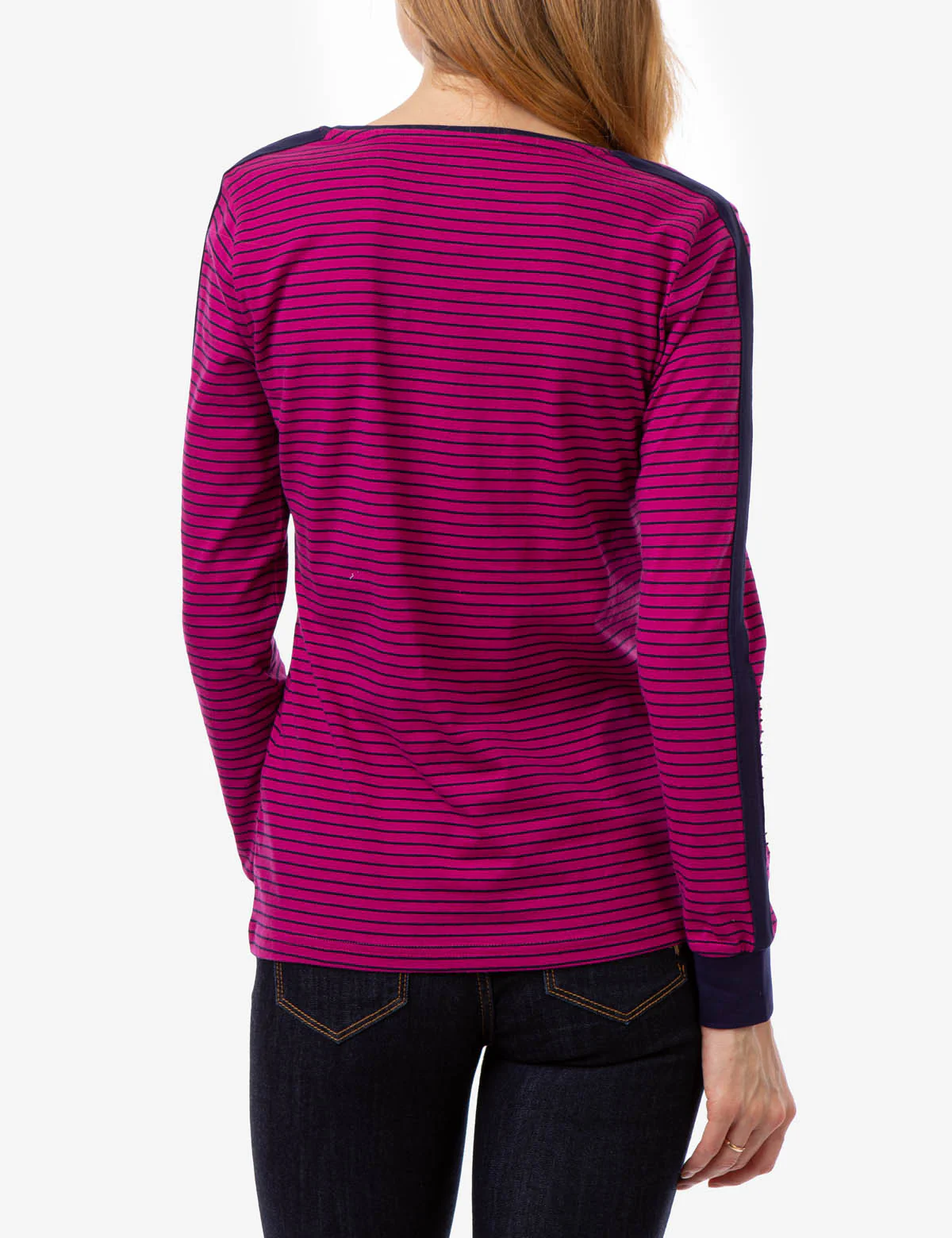 STRIPED V-NECK LONG SLEEVE T-SHIRT - Image 4