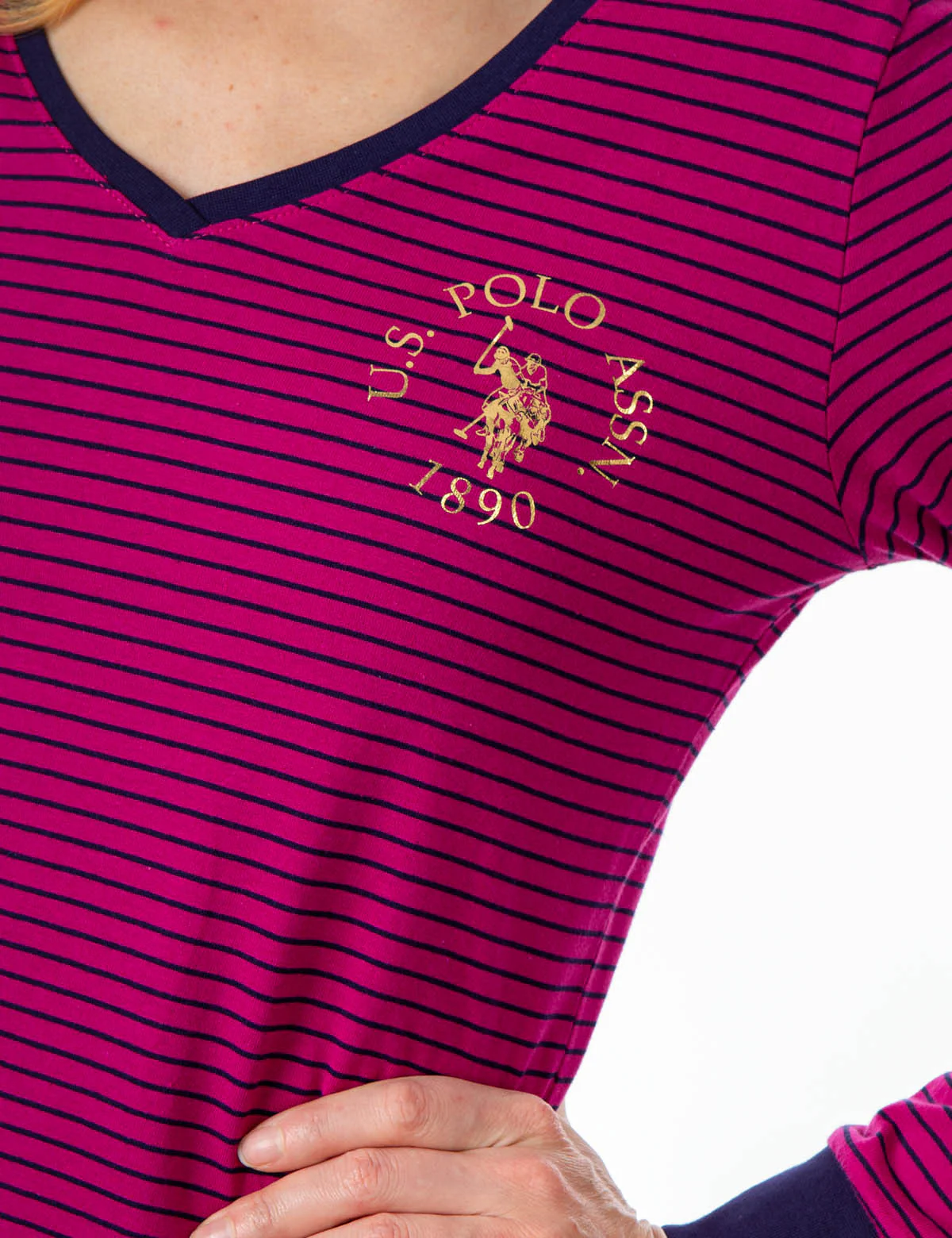 STRIPED V-NECK LONG SLEEVE T-SHIRT - Image 5