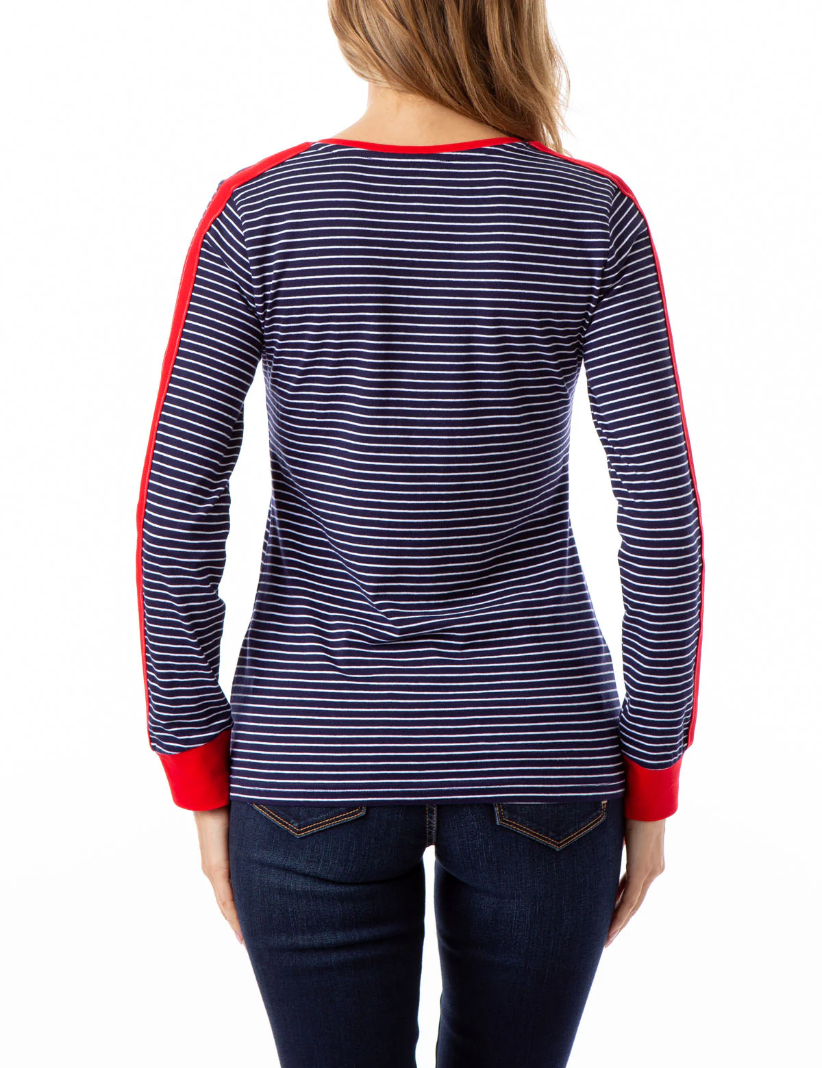STRIPED V-NECK LONG SLEEVE T-SHIRT - Image 8