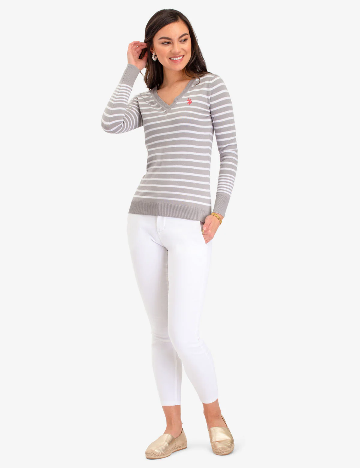STRIPED V-NECK SWEATER - Image 2