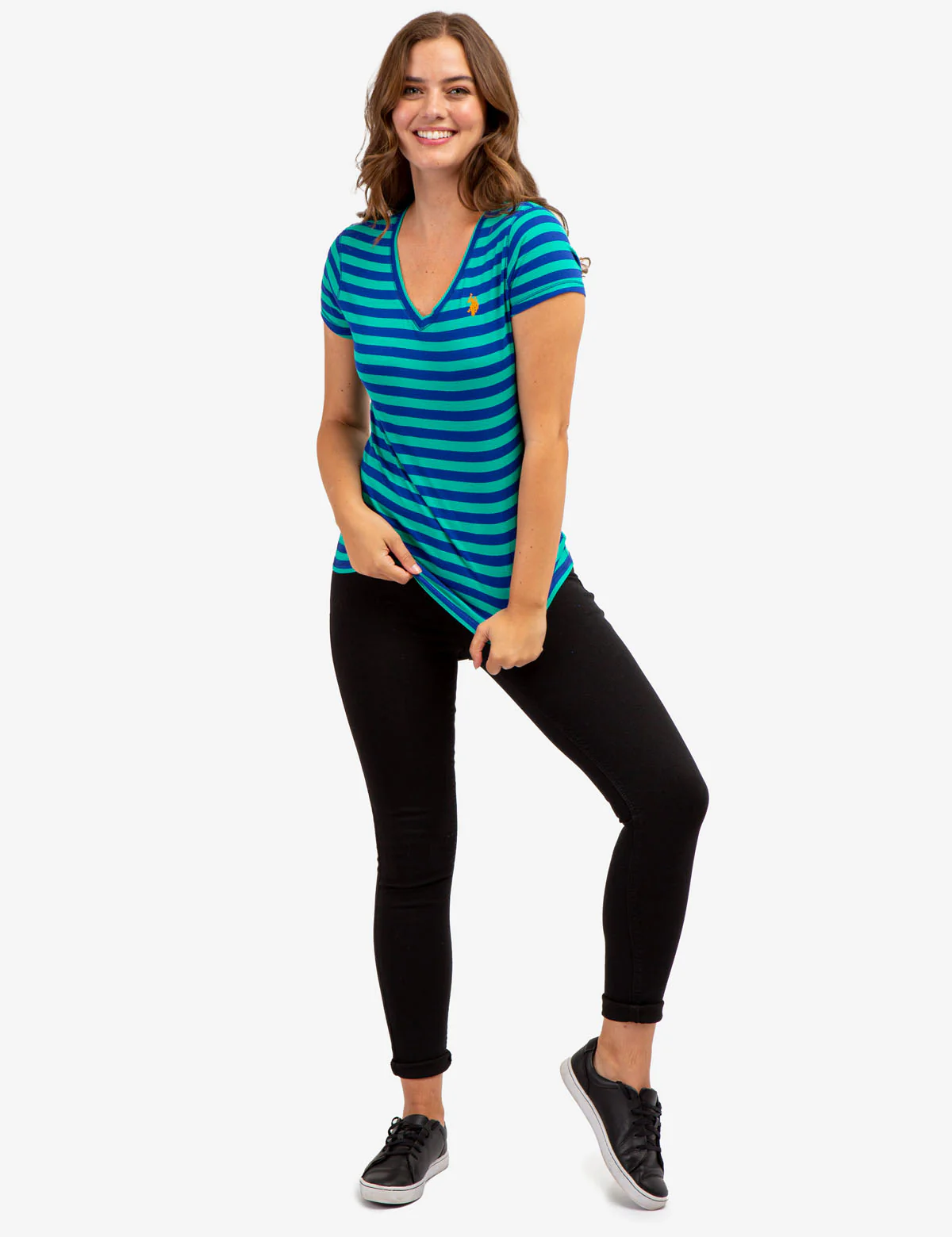 STRIPED V-NECK T-SHIRT - Image 2
