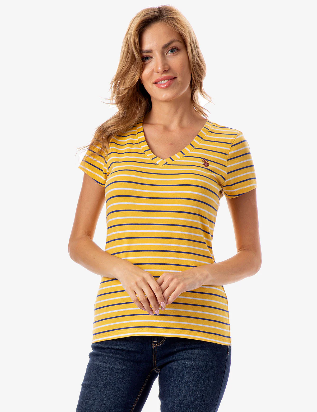 STRIPED YARN DYE V-NECK T-SHIRT - Image 10