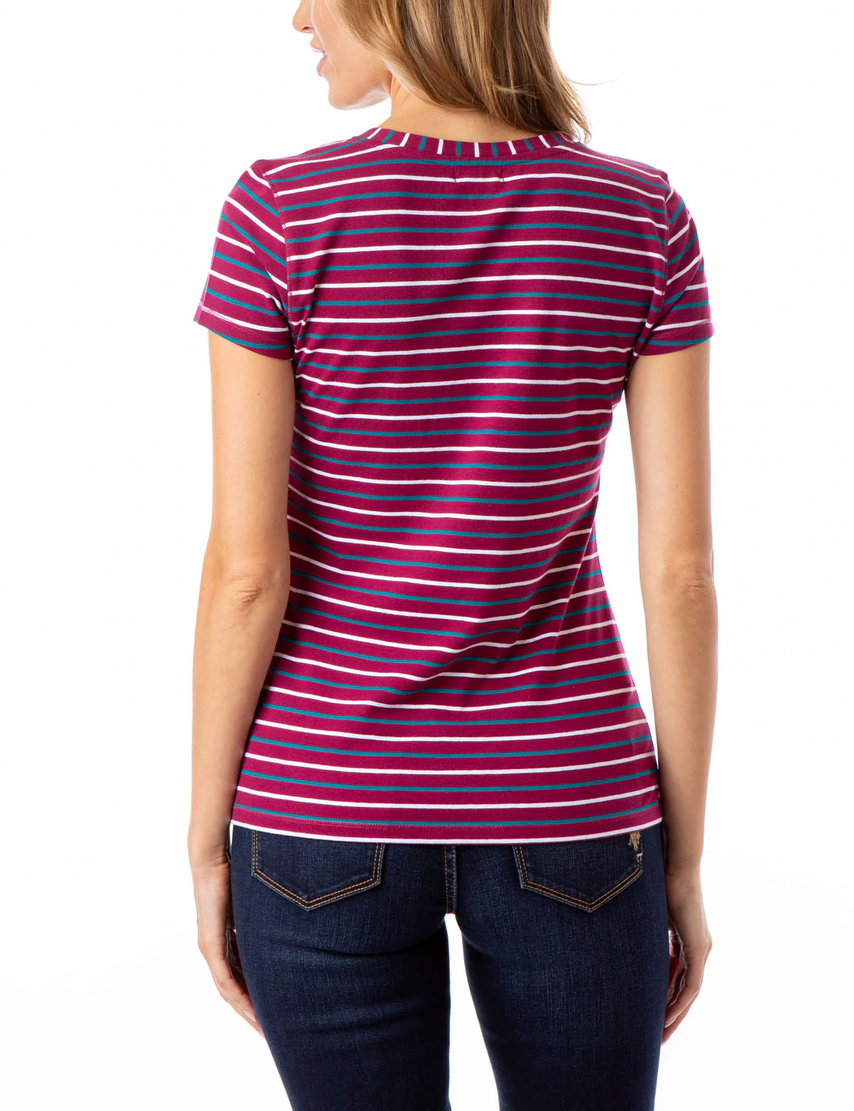 STRIPED YARN DYE V-NECK T-SHIRT - Image 5
