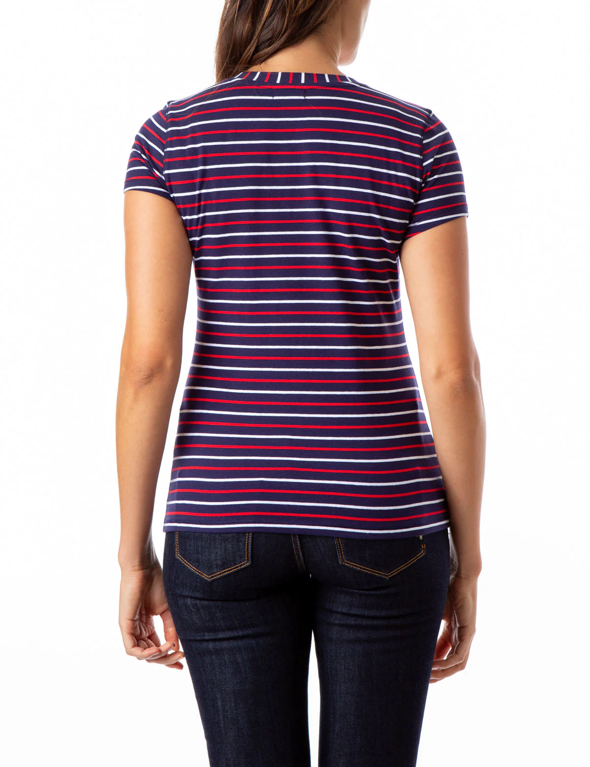STRIPED YARN DYE V-NECK T-SHIRT - Image 9