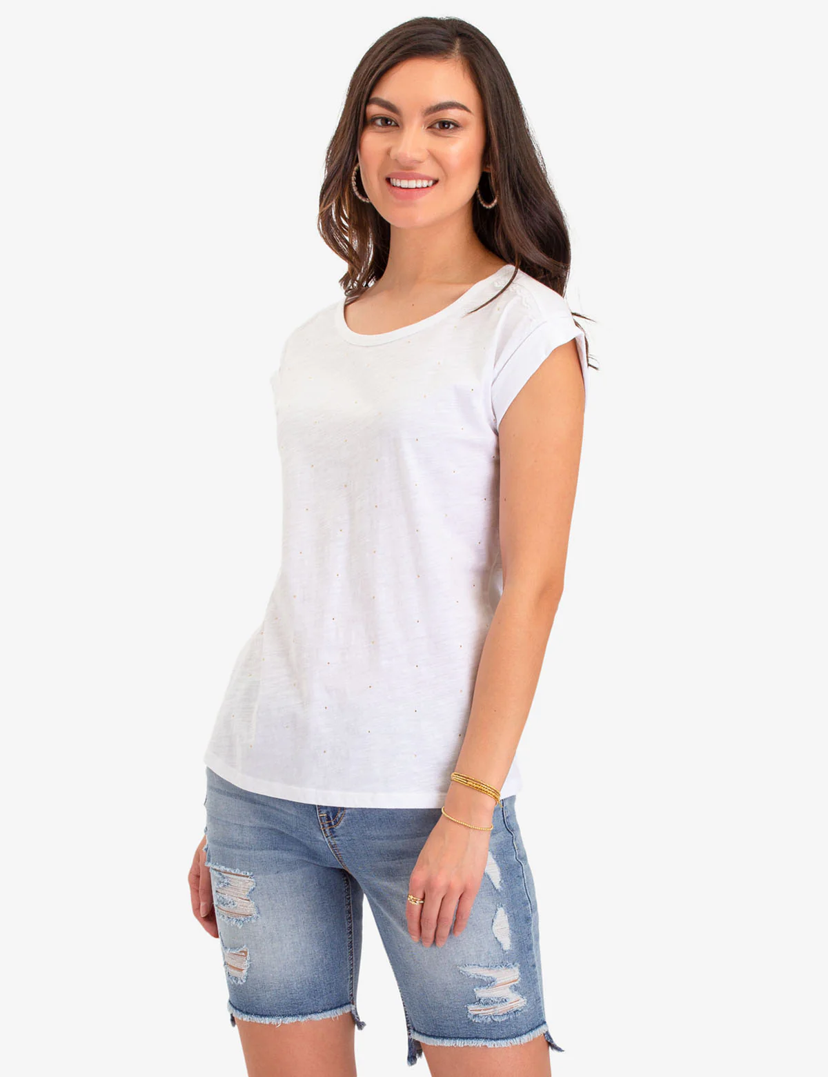 STUDDED SHORT SLEEVE TOP