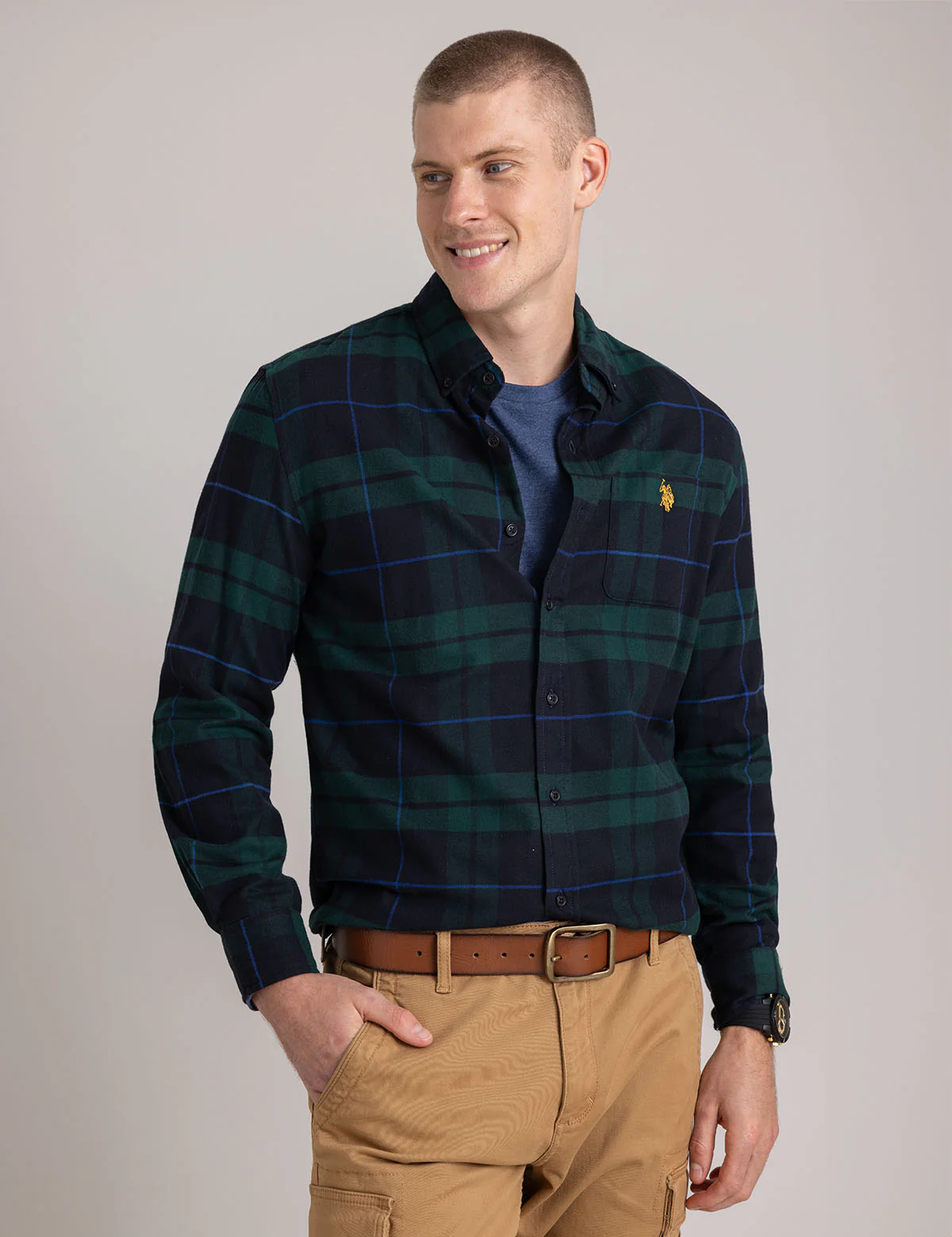 TARTAN PEACHED TWILL LONG SLEEVE SHIRT