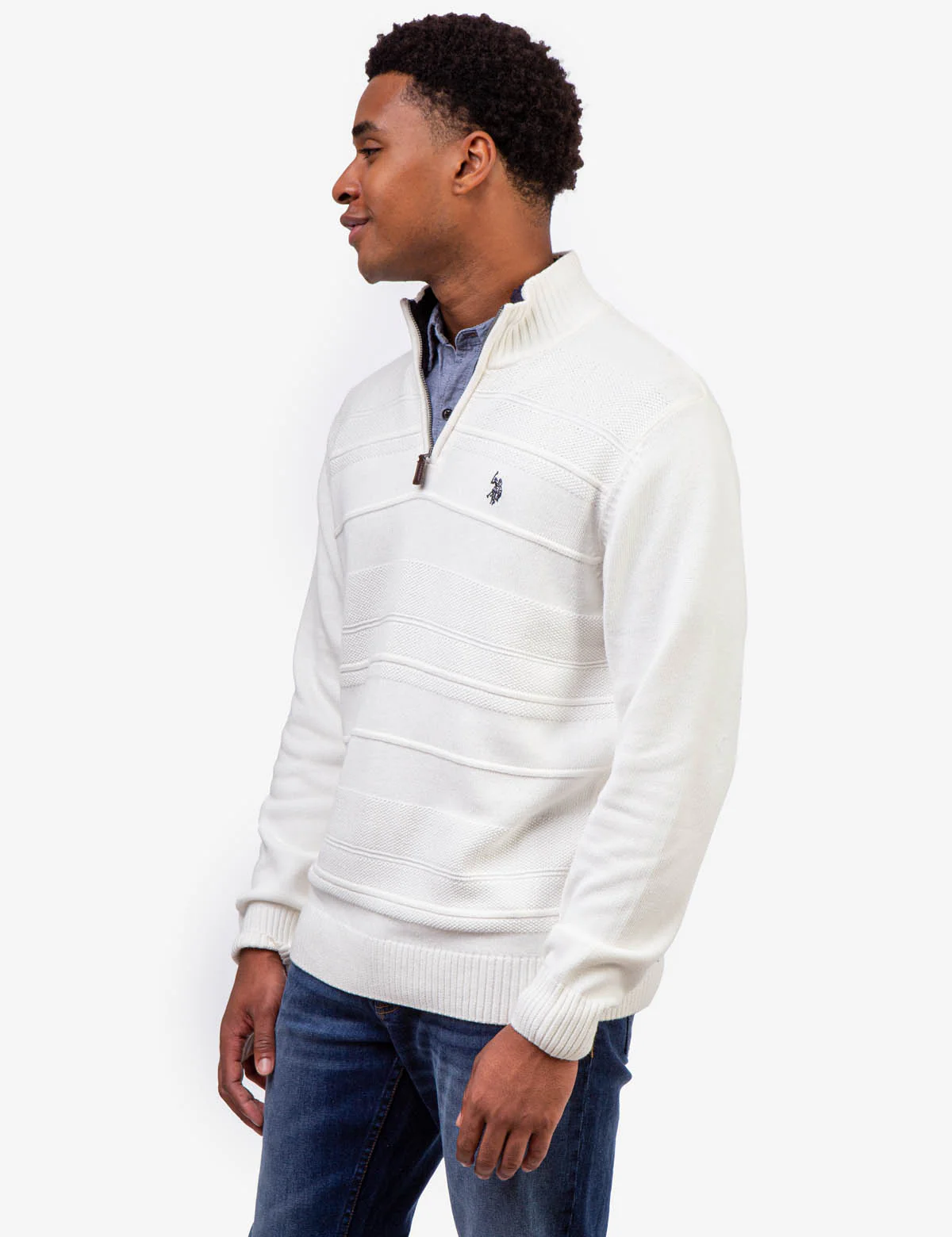 TEXTURED 1/4 ZIP MICROSHERPA SWEATER - Image 4