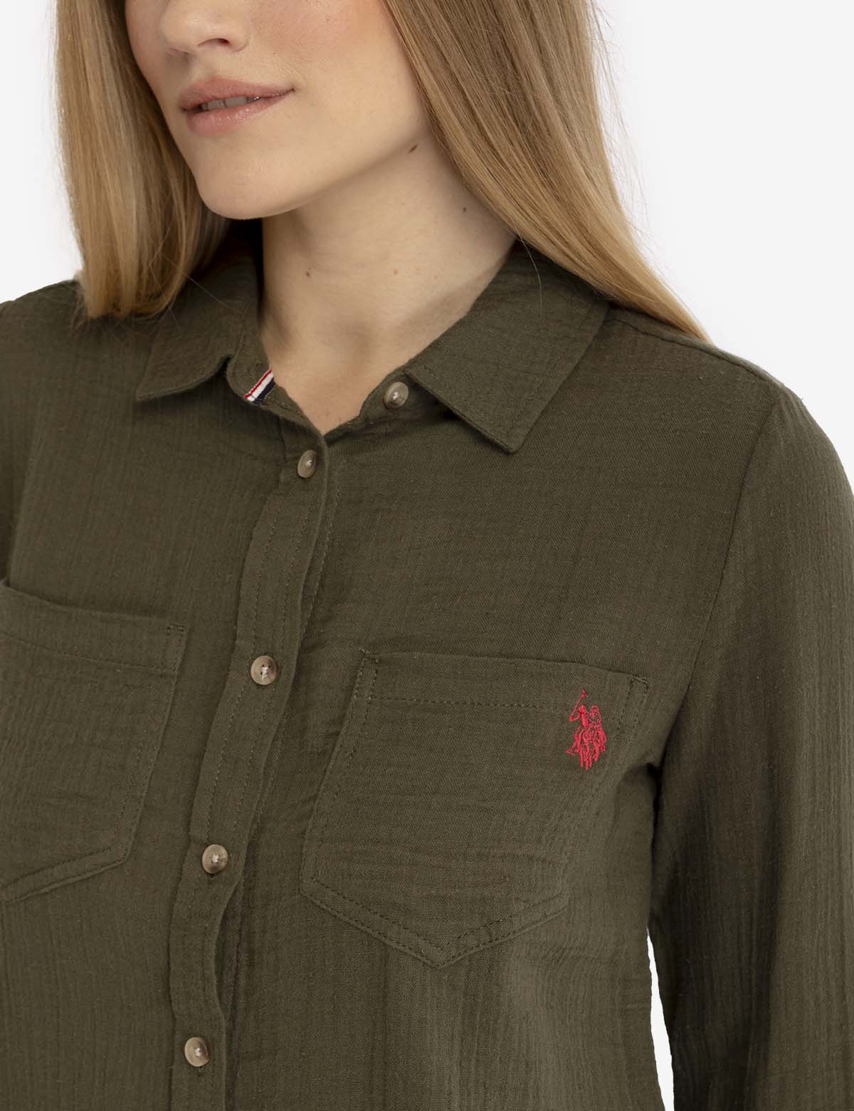 TEXTURED BUTTON-UP LONG SLEEVE SHIRT - Image 3