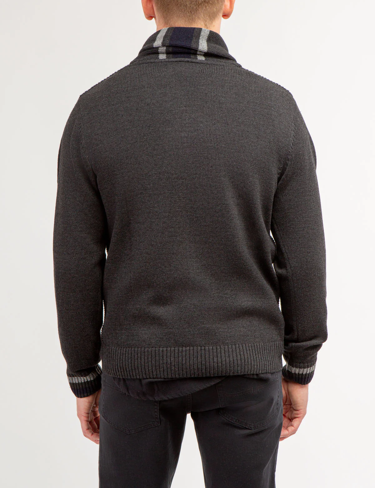 TEXTURED FRONT SHAWL COLLAR SWEATER - Image 3
