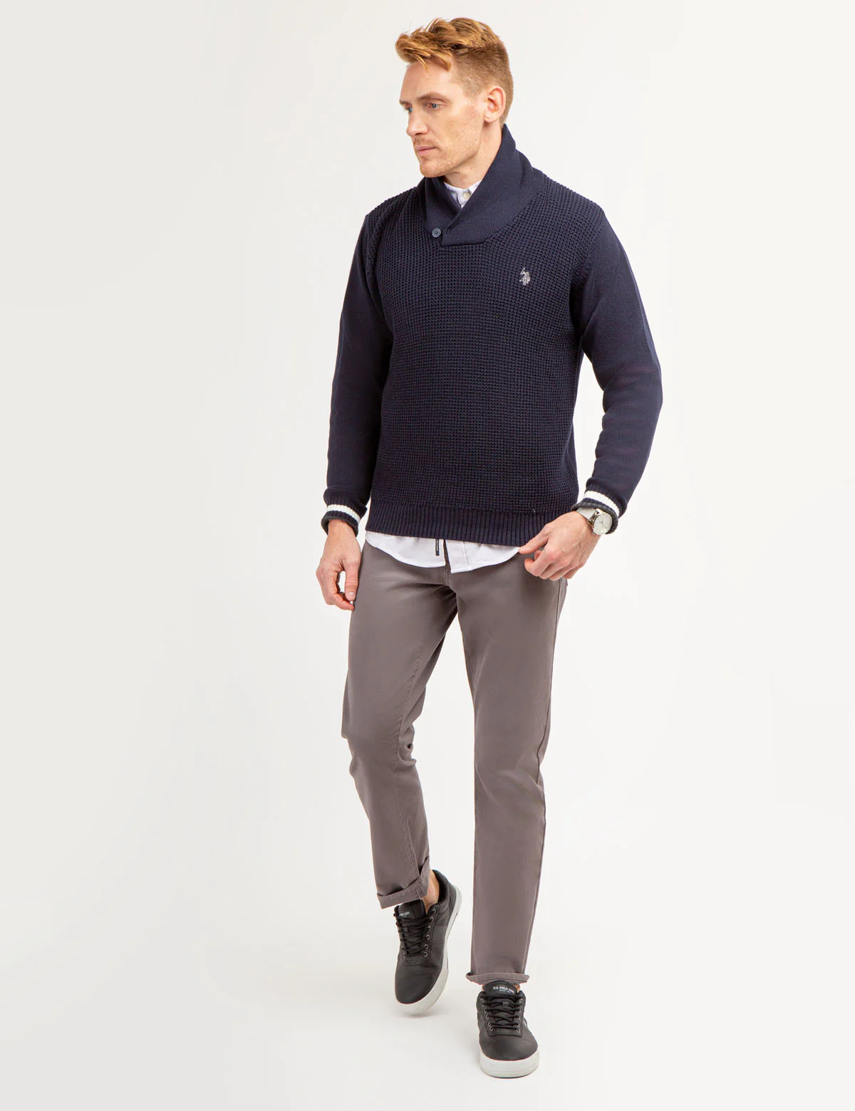 TEXTURED FRONT SHAWL COLLAR SWEATER - Image 5