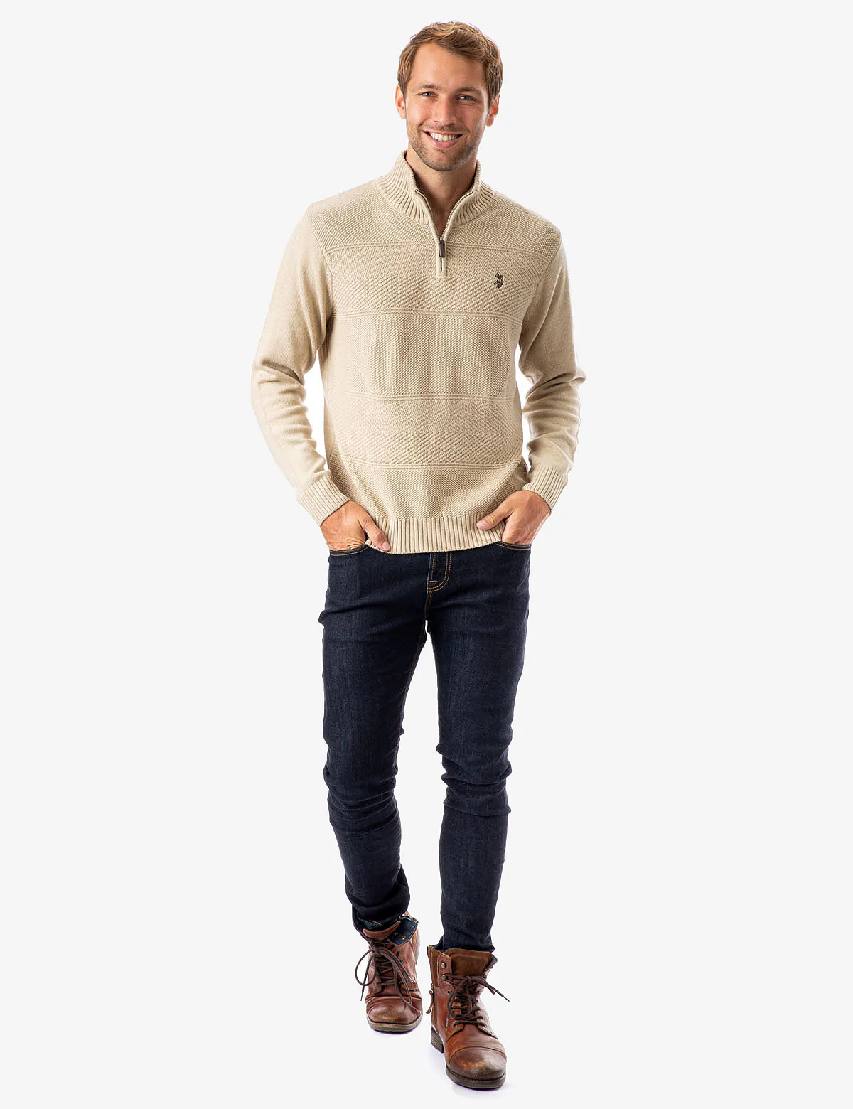 TEXTURED STRIPE 1/4 ZIP SWEATER - Image 6