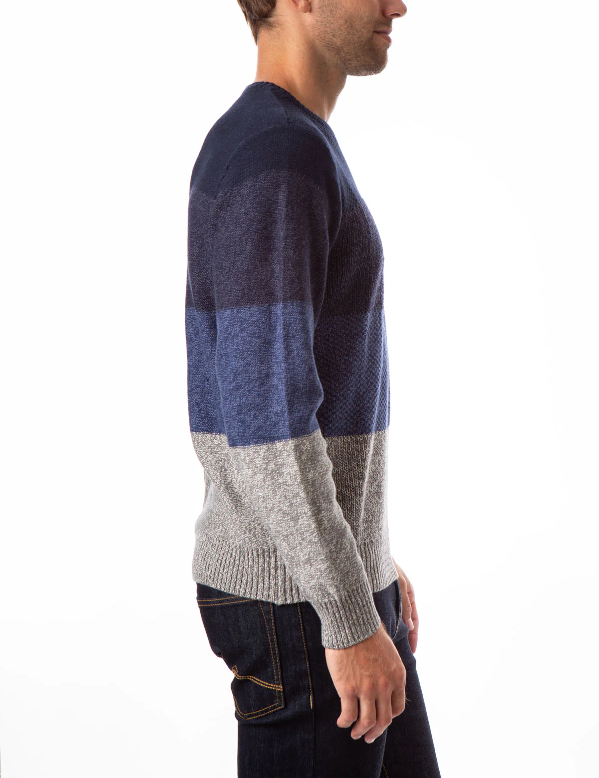 TEXTURED STRIPE CREW NECK SWEATER - Image 3