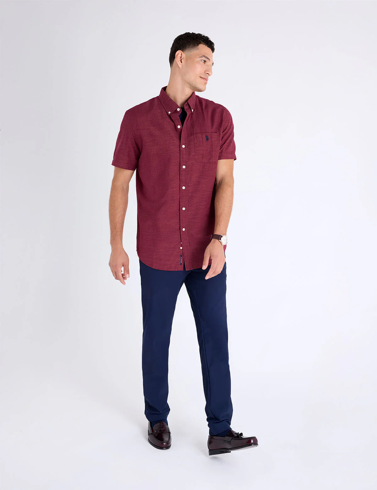 TEXTURED YARN DYE STRIPE SHORT SLEEVE SHIRT - Image 3