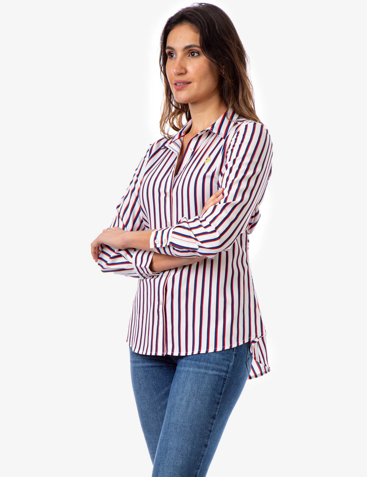 LONG SLEEVE TIE WAIST STRIPED SHIRT - Image 4