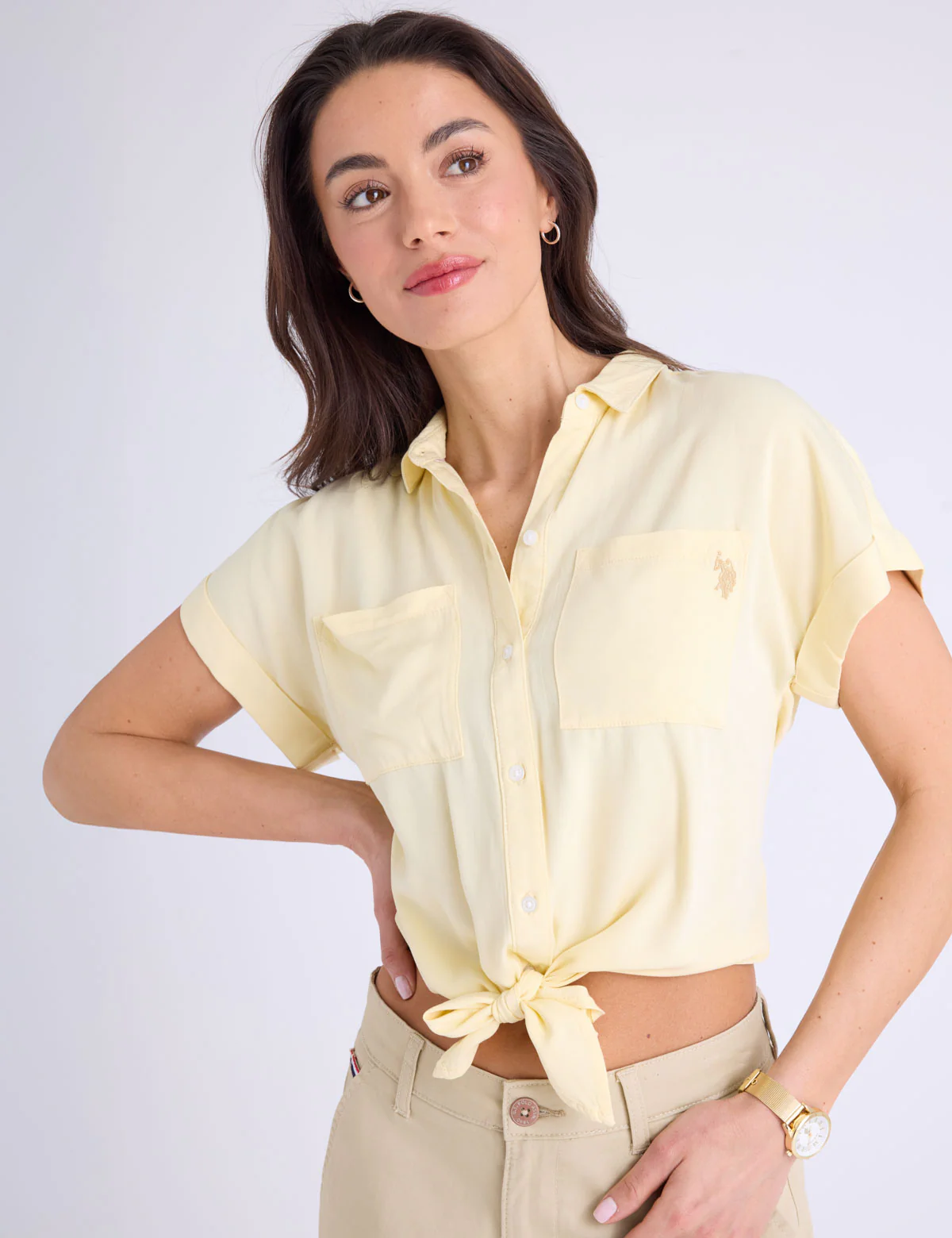 TIE FRONT SOLID DOLMAN SHIRT