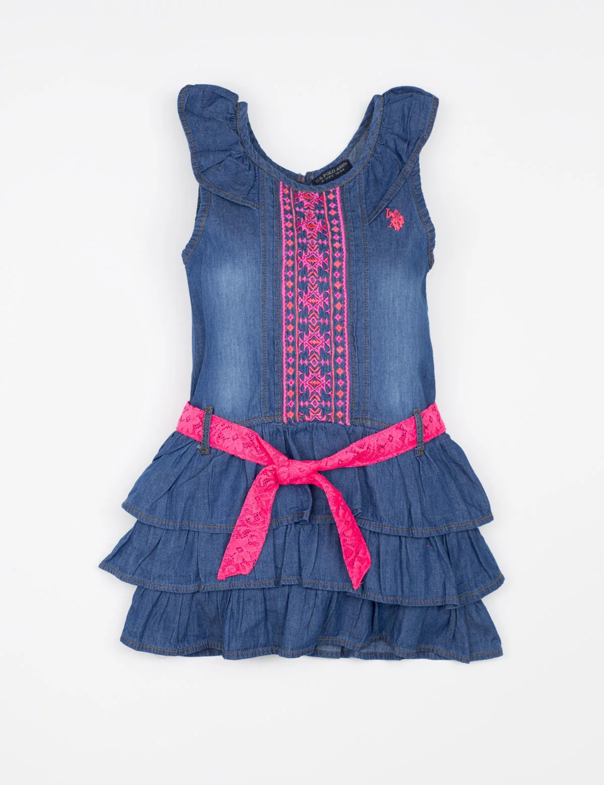 GIRLS DENIM EMBROIDERED DRESS - Image 2