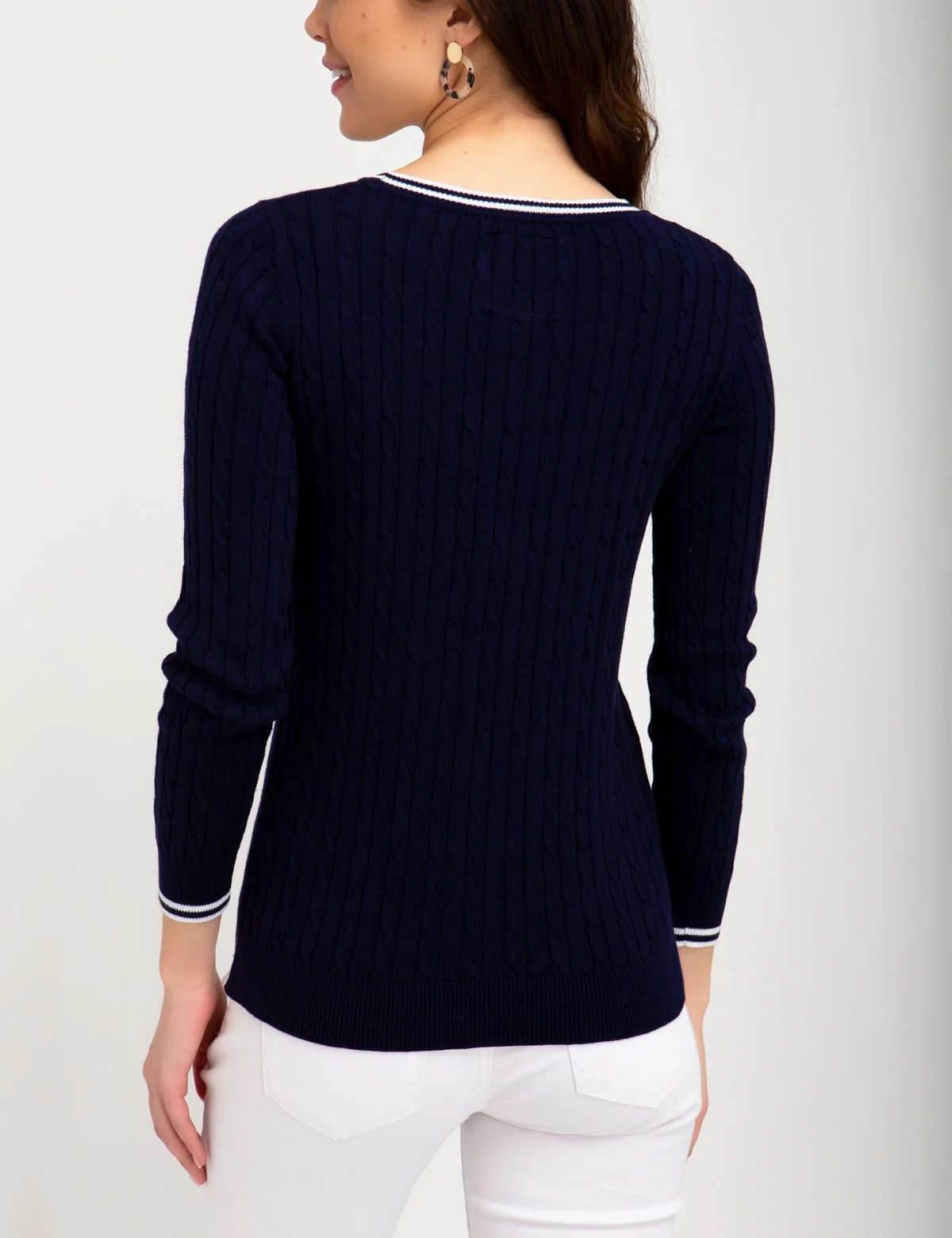 TIPPED CABLE CREW NECK SWEATER - Image 3