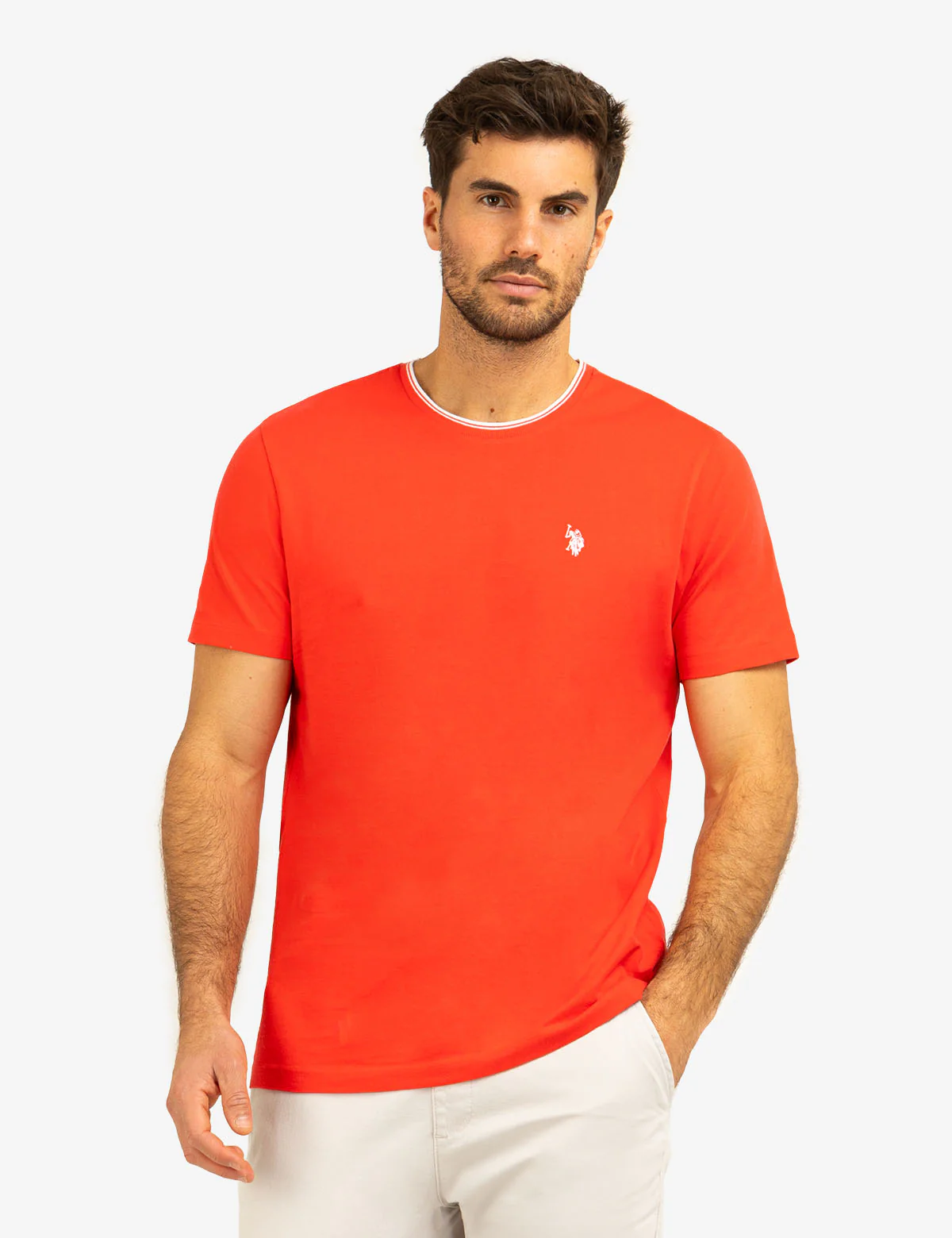 TIPPED CREW NECK COLLAR T-SHIRT
