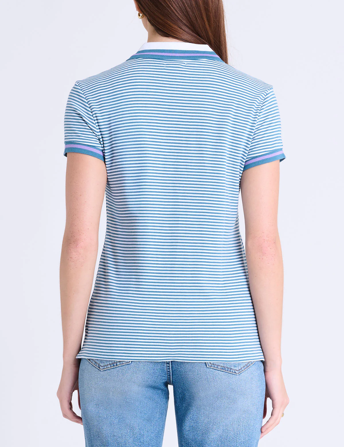 TIPPED SPLIT NECK STRIPE POLO SHIRT - Image 4