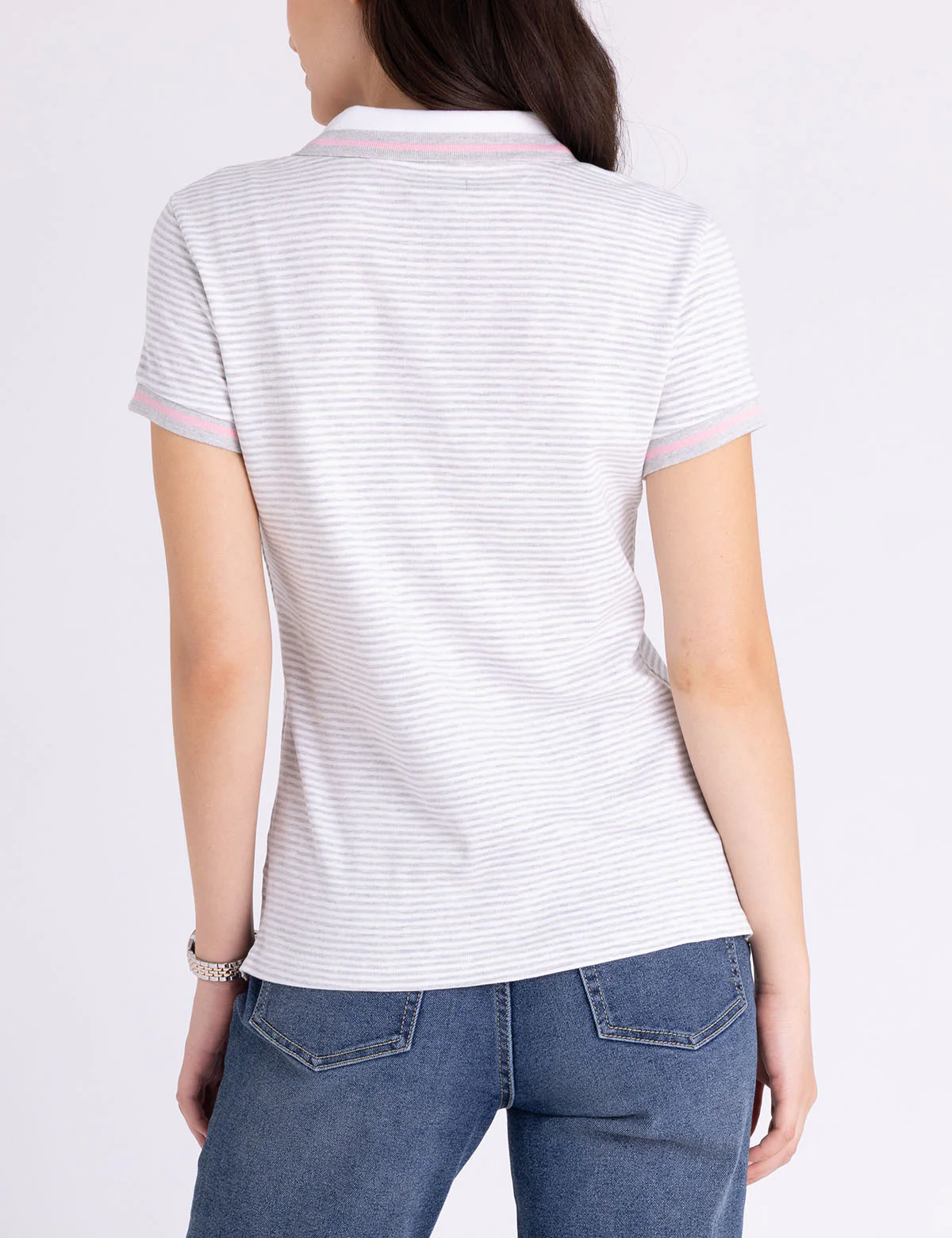 TIPPED SPLIT NECK STRIPE POLO SHIRT - Image 7