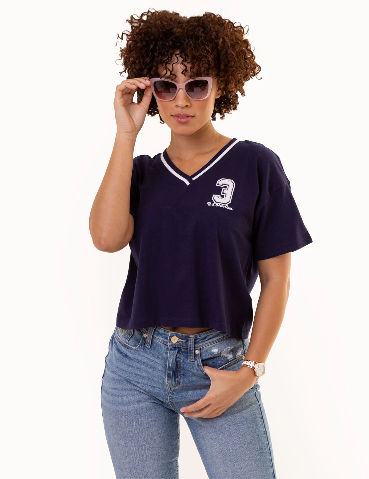 TIPPED V-NECK GRAPHIC T-SHIRT - Image 9