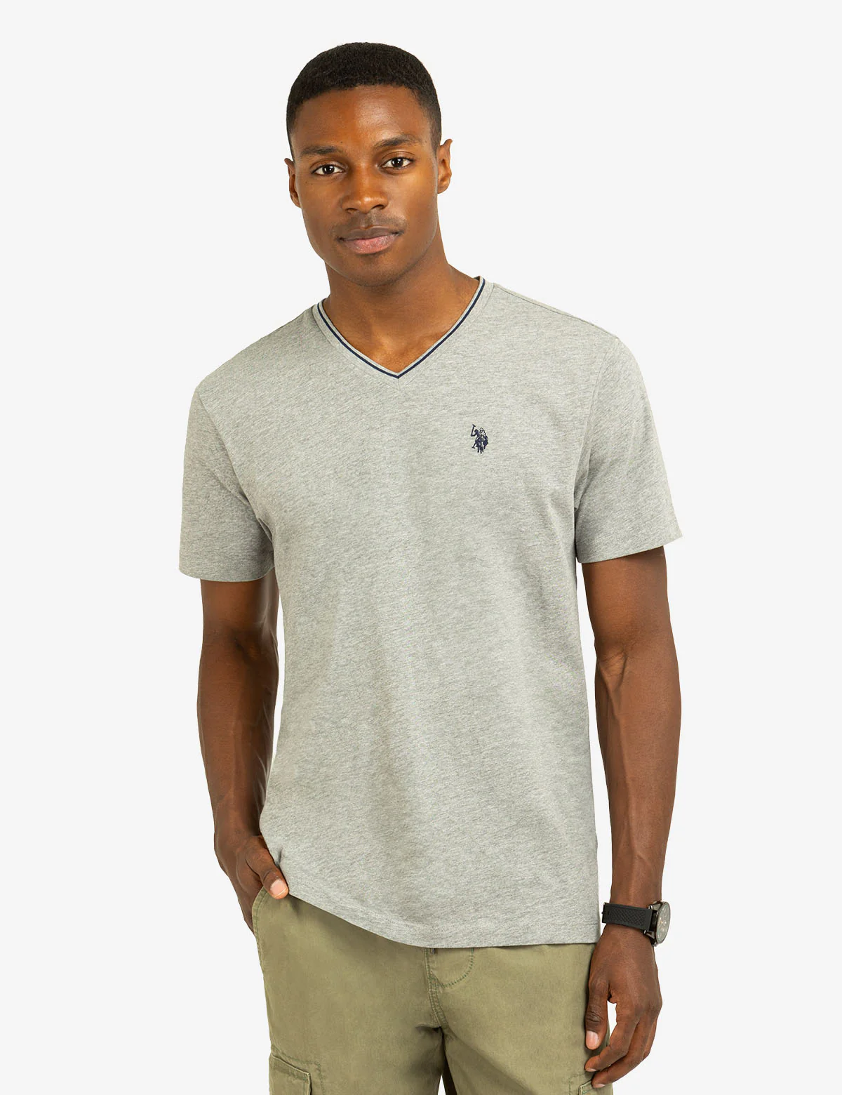 TIPPED V-NECK JERSEY T-SHIRT - Image 10