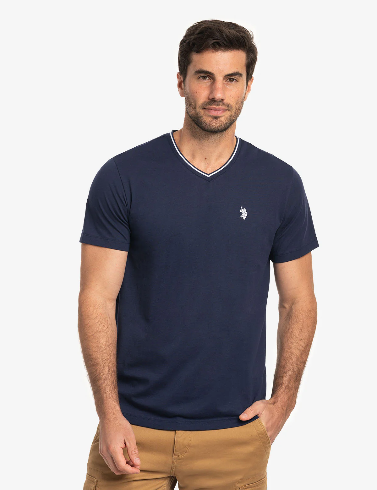 TIPPED V-NECK JERSEY T-SHIRT - Image 19