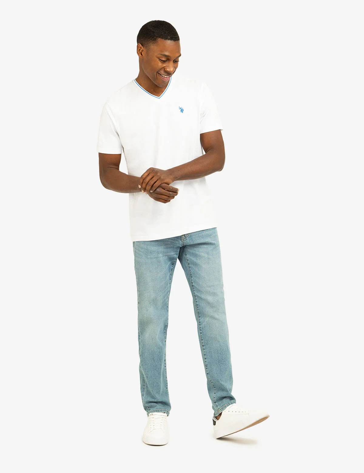 TIPPED V-NECK JERSEY T-SHIRT - Image 3