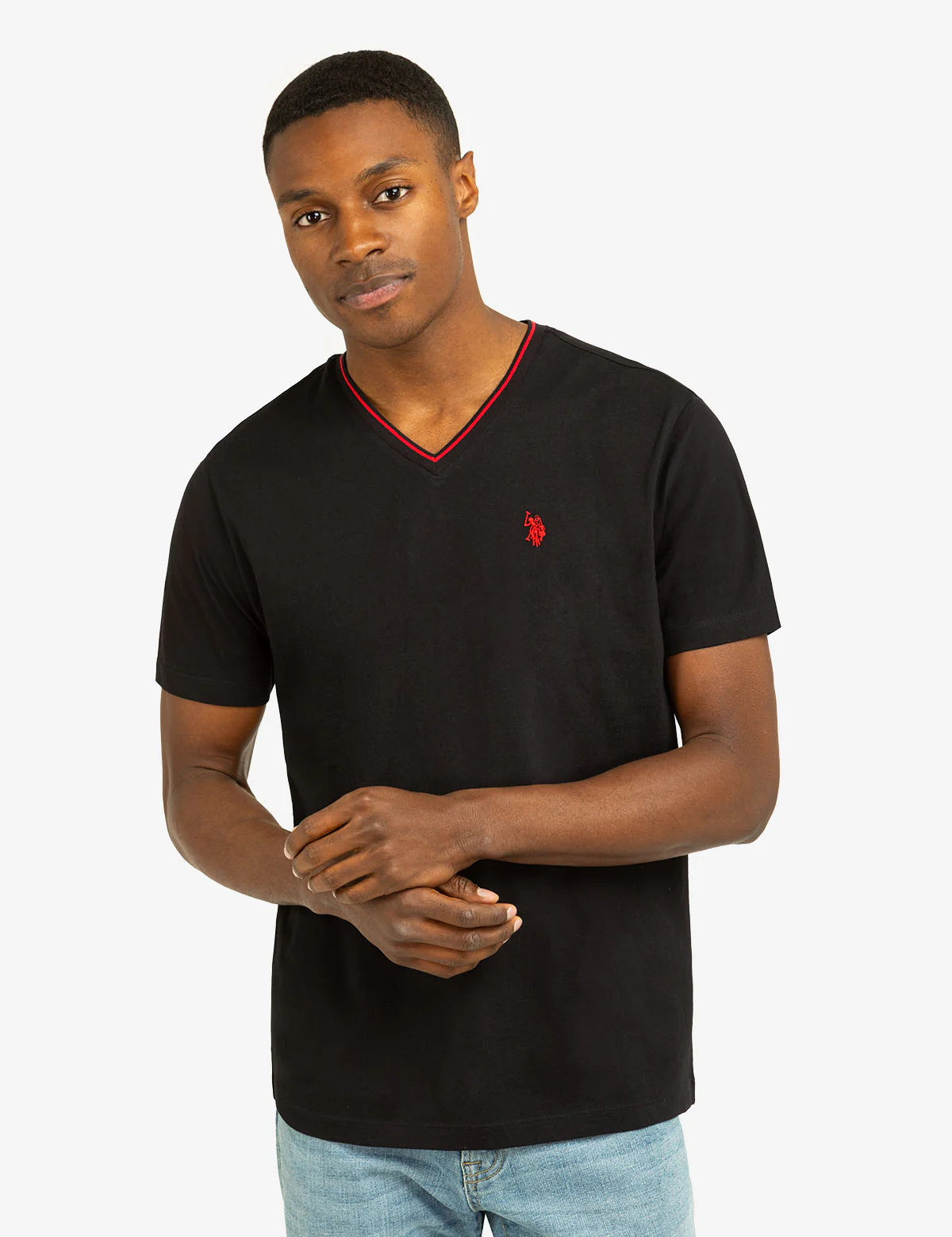 TIPPED V-NECK JERSEY T-SHIRT - Image 5