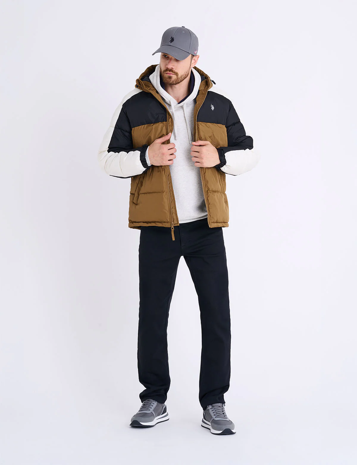 TRI COLOR BLOCK HOODED PUFFER JACKET - Image 10