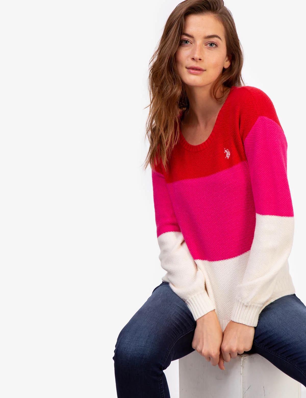TRI COLORBLOCK CREW NECK SWEATER