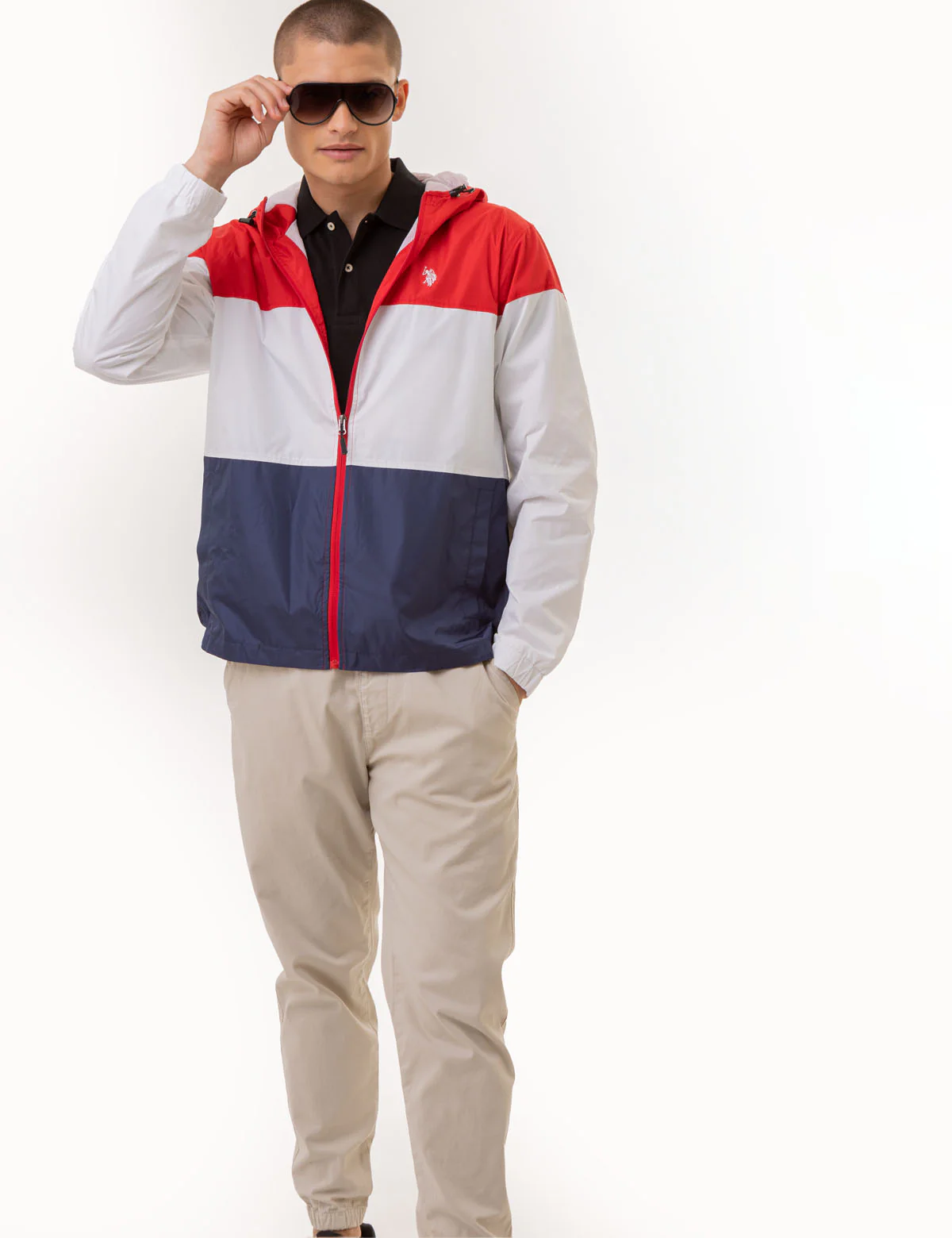 TRI COLORBLOCK HEATHERED WINDBREAKER - Image 3