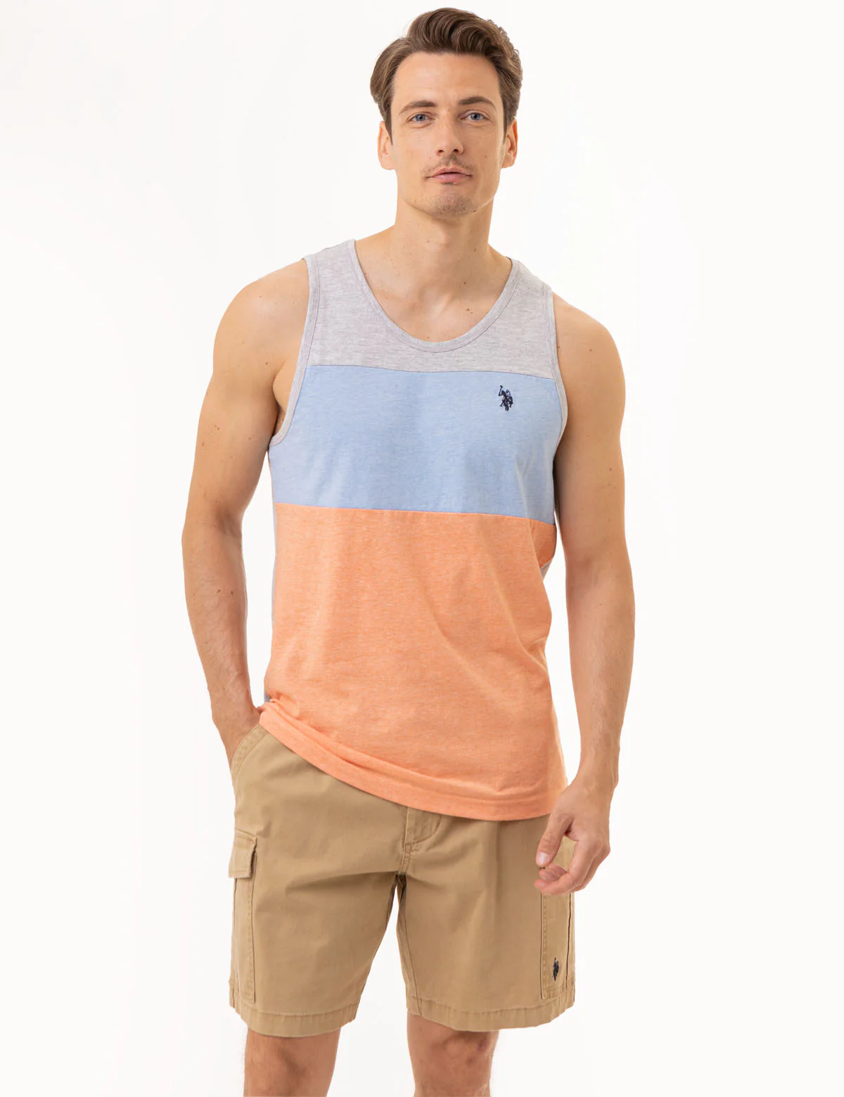 TRI-COLORBLOCK JERSEY MUSCLE TANK