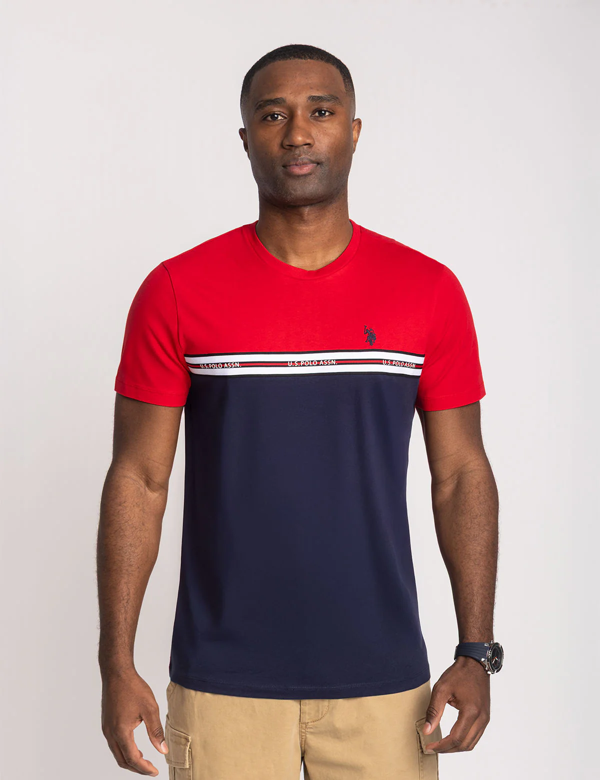 TRICOT PIECED STRIPE JERSEY T-SHIRT