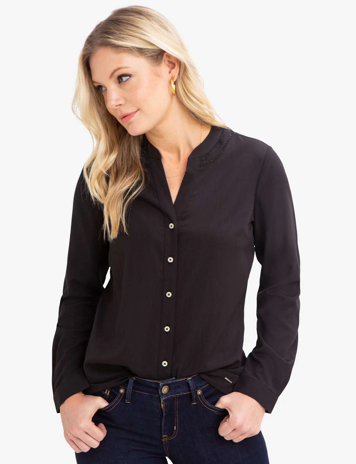 TRIM CREPE SHIRT