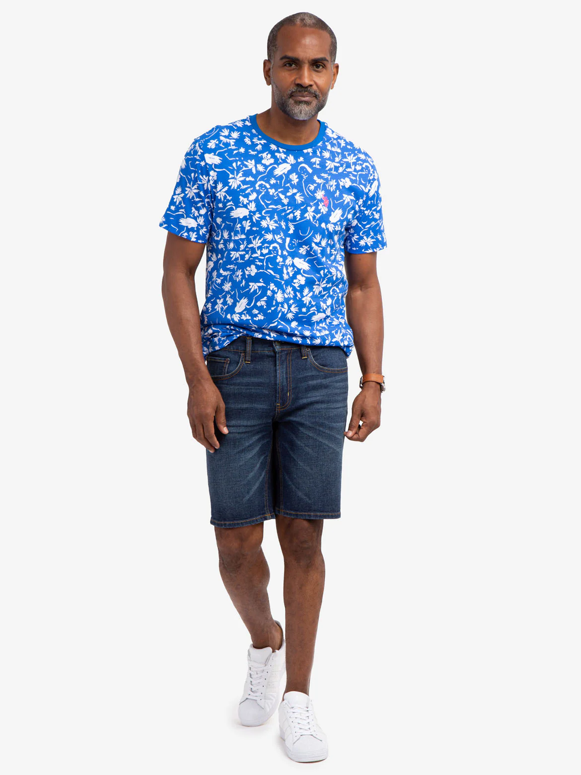 TROPICAL PRINT JERSEY T-SHIRT