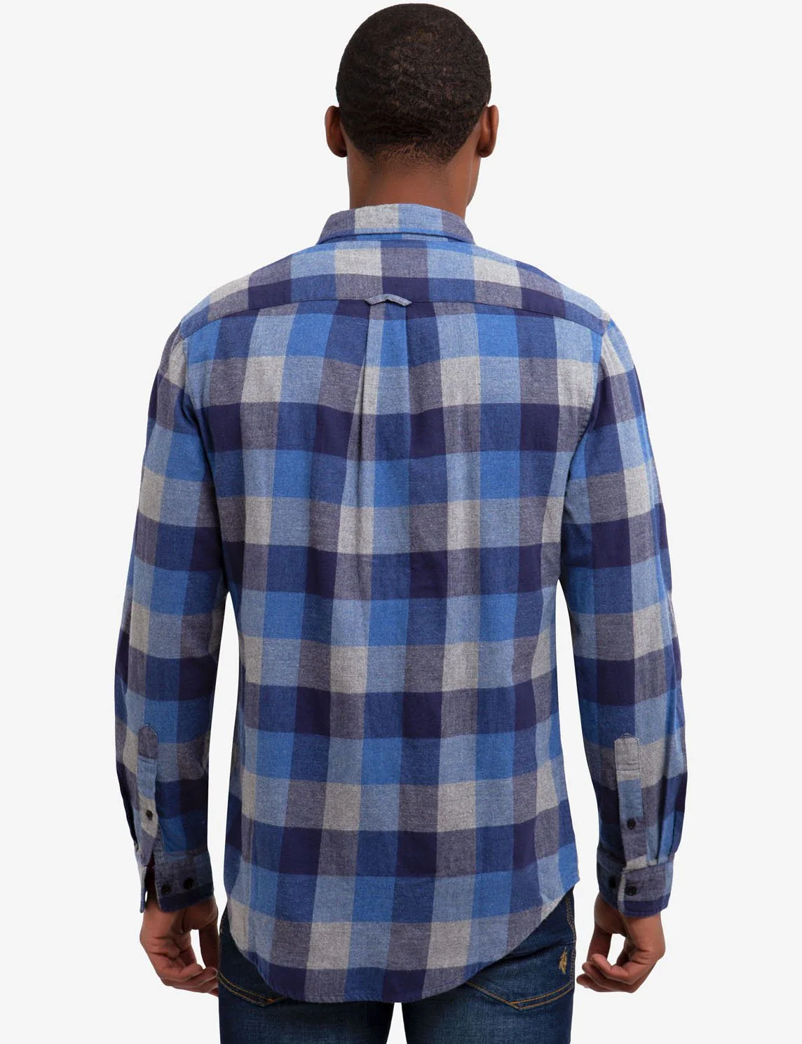 TWO POCKET HEATHERED TWILL CHECKERED SHIRT - Image 3