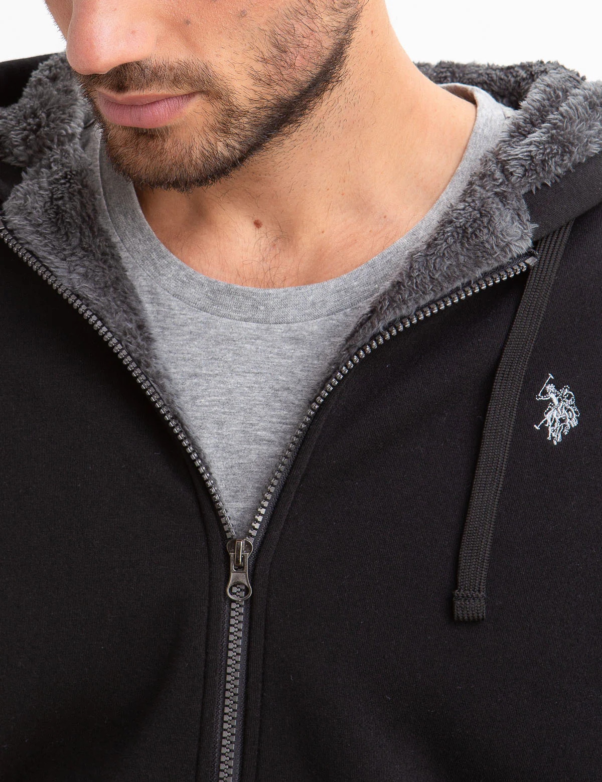 U.S. POLO ASSN. FAUX SHEARLING LINED EMBOSSED HOODIE - Image 10