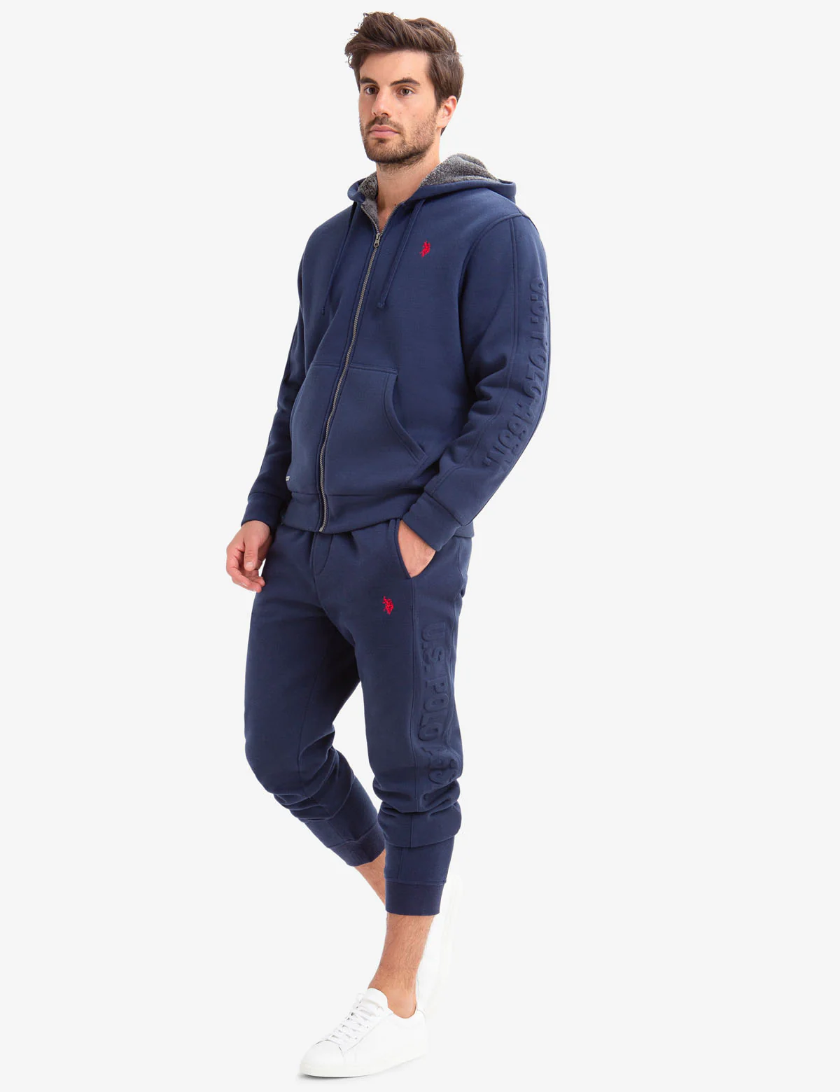 U.S. POLO ASSN. FAUX SHEARLING LINED EMBOSSED HOODIE - Image 4
