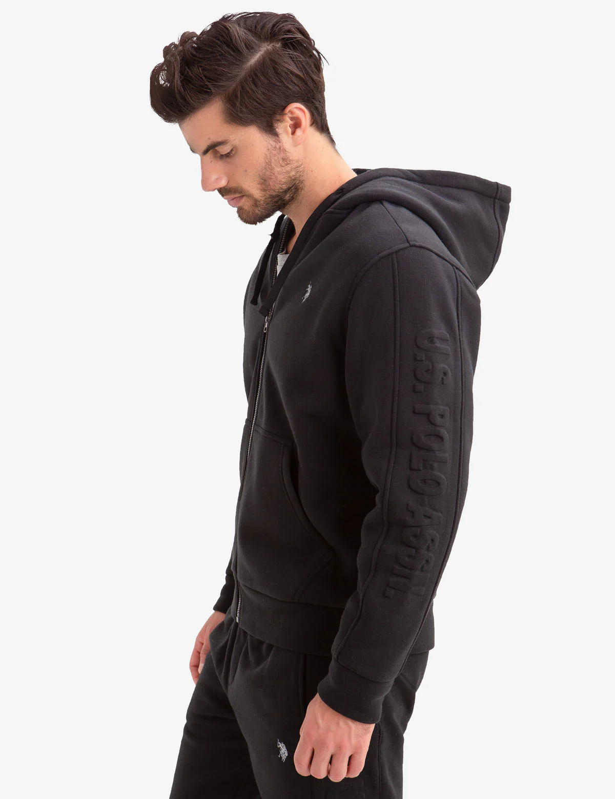 U.S. POLO ASSN. FAUX SHEARLING LINED EMBOSSED HOODIE - Image 6