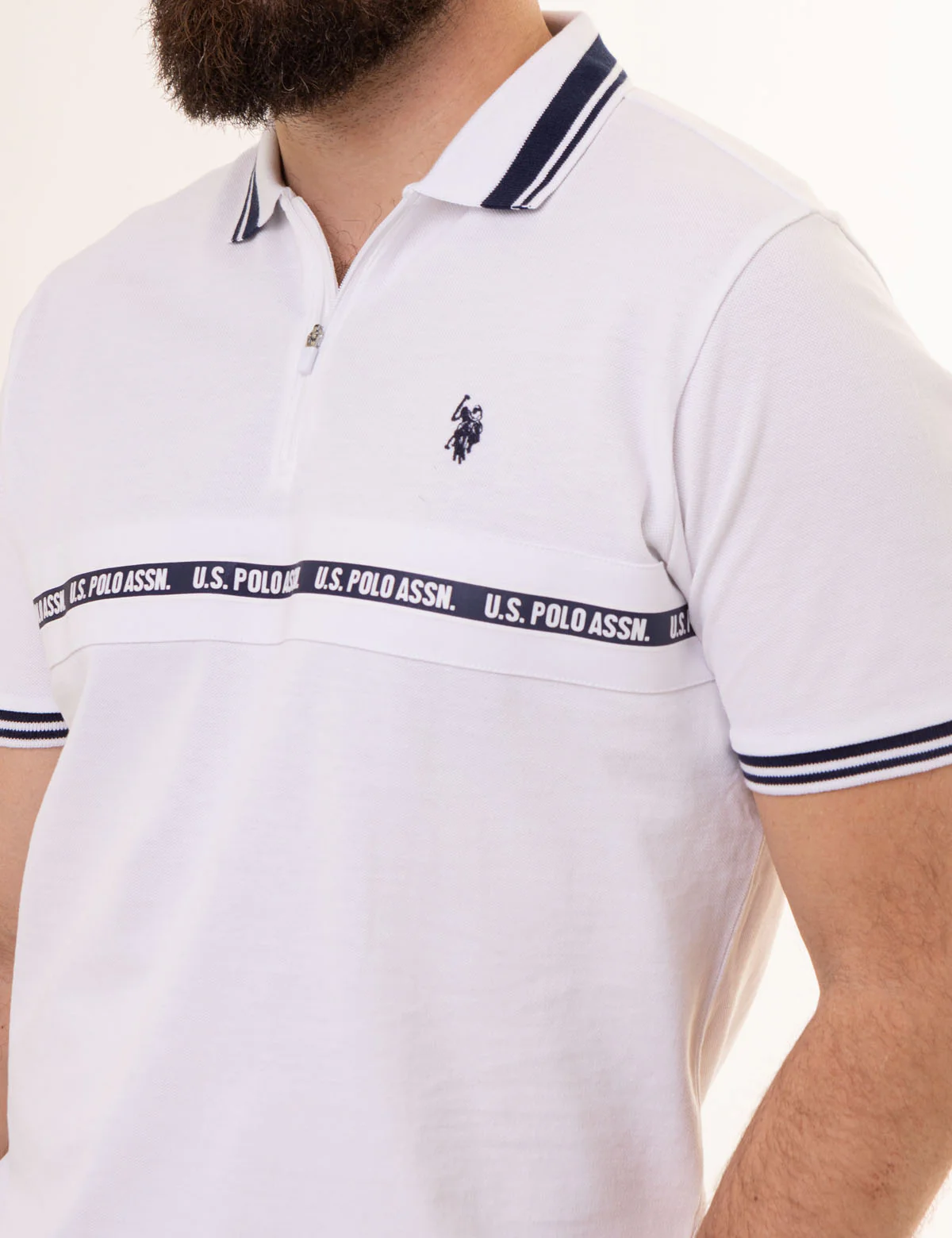 U.S. POLO ASSN. ZIPPER PLACKET PIECED POLO SHIRT - Image 3