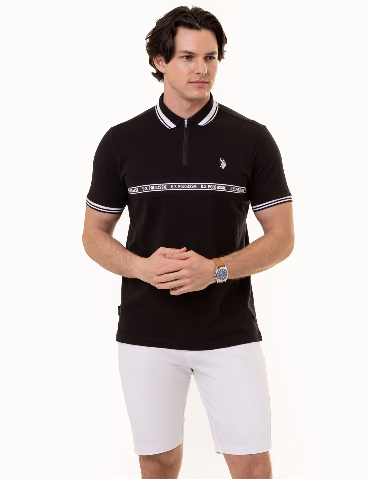 U.S. POLO ASSN. ZIPPER PLACKET PIECED POLO SHIRT - Image 5