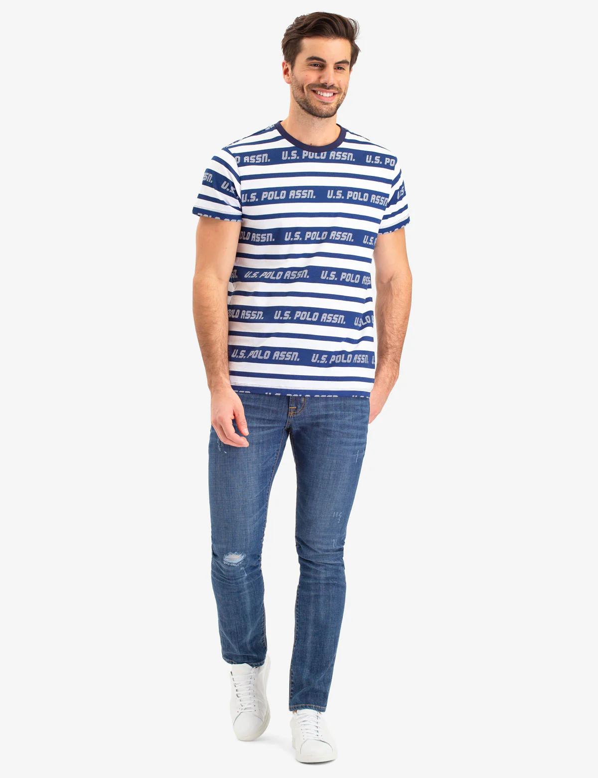 UPSA LOGO STRIPED CREW NECK T-SHIRT - Image 2