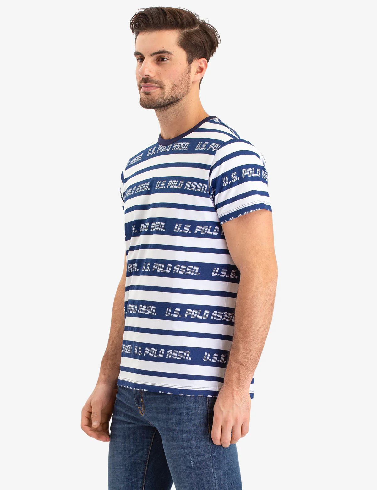 UPSA LOGO STRIPED CREW NECK T-SHIRT - Image 3