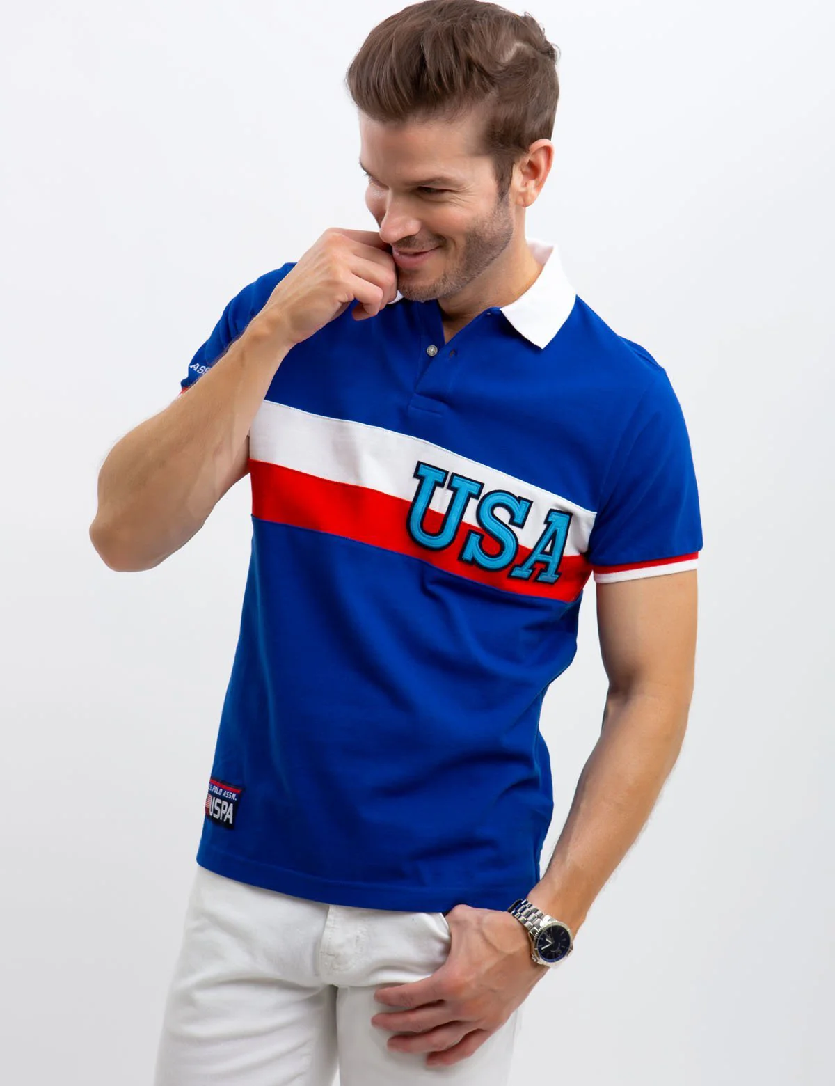 USA CHEST STRIPED POLO SHIRT